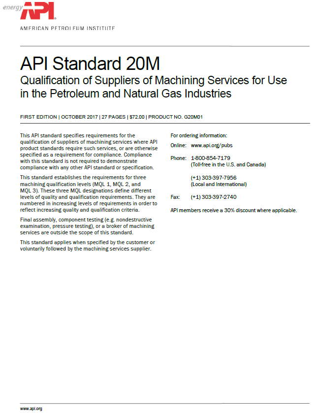 API 20M Publication